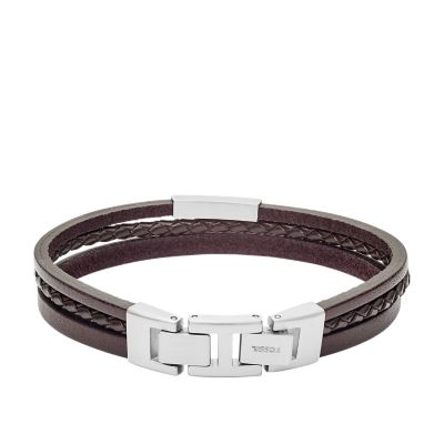 Brown Multi-Strand Leather Bracelet - JF03323040 - Fossil