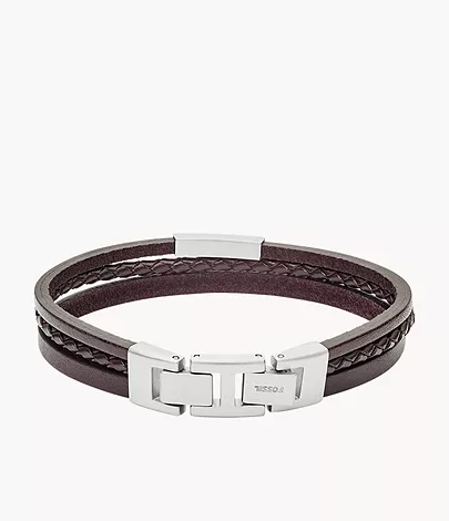 Brown Multi-Strand Leather Bracelet - JF03323040 - Watch Station