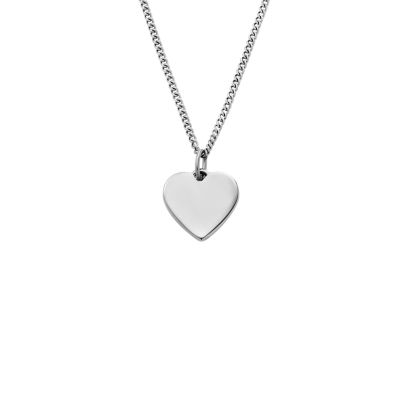 Fossil Kette Drew Heart Edelstahl - Silberfarben