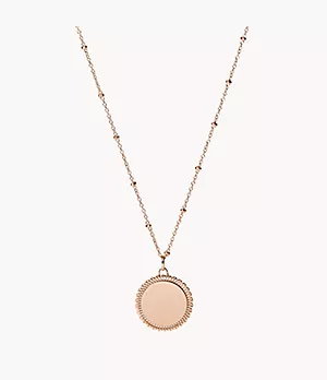 Scalloped Disc Rose-Gold-Tone Stainless Steel Necklace