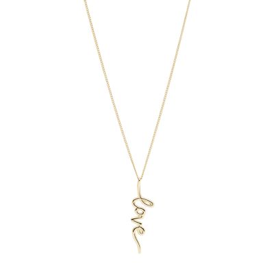 Love Collection Gold Tone Stainless Steel Pendant Necklace Jf Fossil