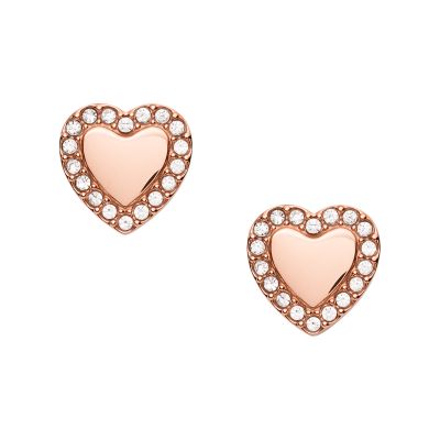 Fossil rose gold 2025 heart earrings