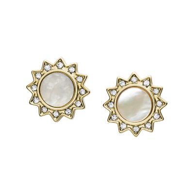 Mother of Pearl Color Blossom Stud Earrings