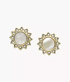 Val You Are My Sunshine Mother-of-Pearl Stainless Steel Stud Earrings