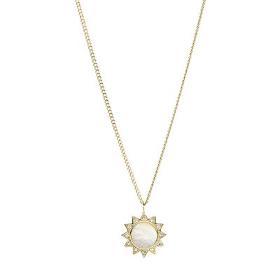 Collana con pendente You Are My Sunshine in acciaio e madreperla -  JF03425710 - Fossil