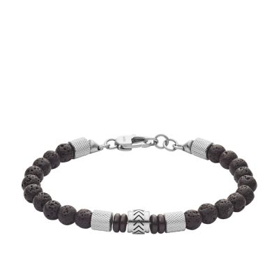 BC2256F - Bracelet Elastique Grosses Perles Brillantes Noir avec Charm  Etoile Pierre Style Marbre