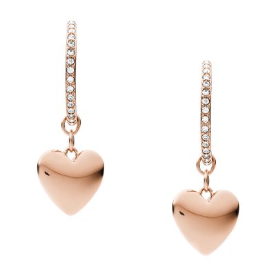 Hearts To You Rose Gold-Tone Stainless Steel Hoop Earrings