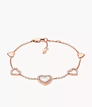 Hearts To You Mother-of-Pearl Stainless Steel Chain Bracelet