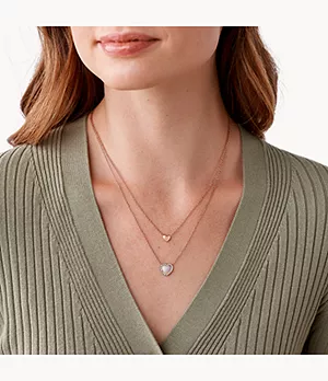 Val Hearts To You Mother-of-Pearl Stainless Steel Multi-Strand Necklace
