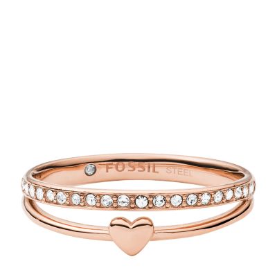 Hearts To You Rose Gold-Tone Stainless Steel Band Ring