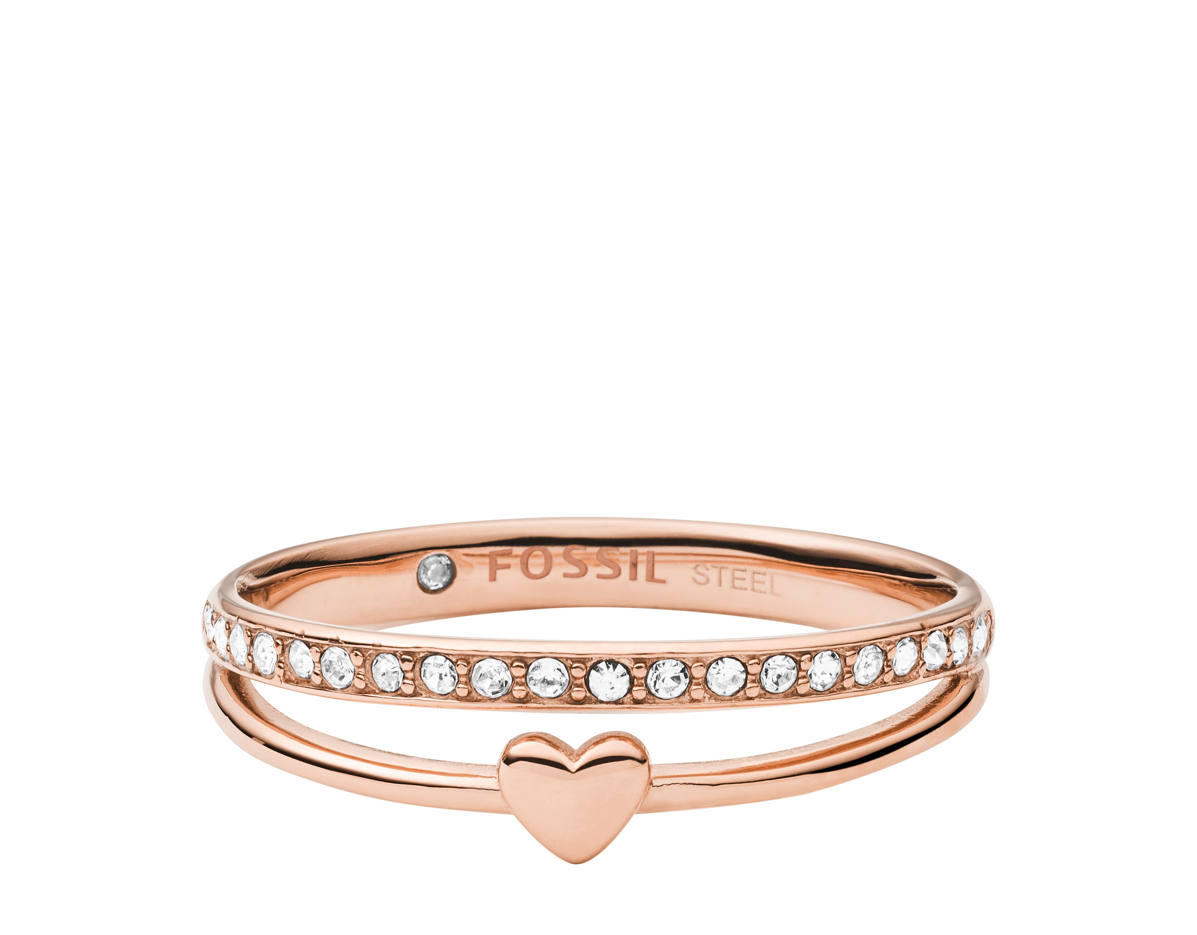 Sutton Hearts To You Rose Gold-Tone Stainless Steel Band Ring