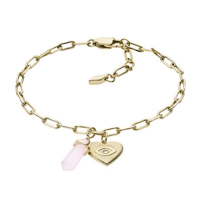 Rose Gold Pink Crystal Chain Bracelet