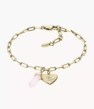 Power Of Crystals Rose Pink Stainless Steel Chain Bracelet
