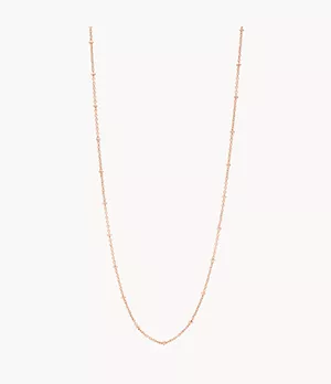 Corra Oh So Charming Long Rose Gold-Tone Stainless Steel Chain Necklace