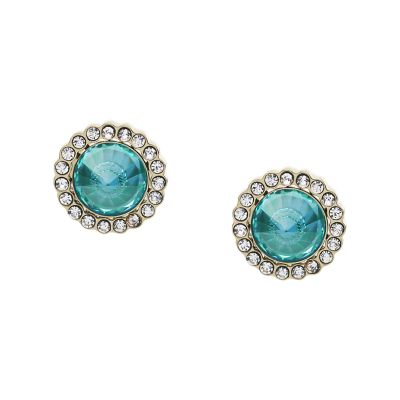 Power Of Crystals Blue Stainless Steel Stud Earrings
