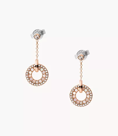 Links Mother-Of-Pearl Rose Gold-Tone Stainless Steel Earrings - JF03541791 -