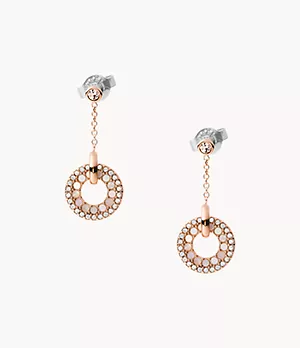 Links Mother-Of-Pearl Rose Gold-Tone Stainless Steel Drop Earrings