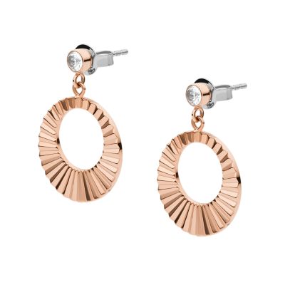 Rose Gold-Tone Stainless Steel Earrings - JF03544791 - Watch Station 