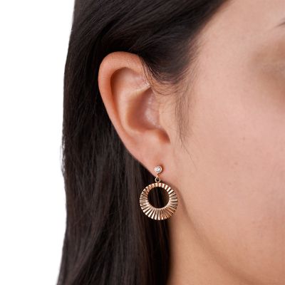 Rose Gold-Tone Stainless Steel Earrings - JF03544791 - Watch Station 