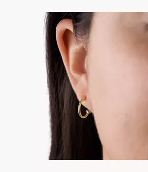 Oh So Charming Gold-Tone Stainless Steel Hoop Earrings