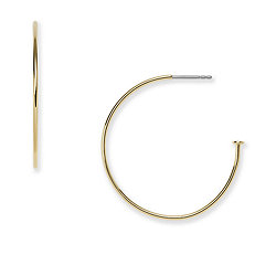 Oh So Charming Gold-Tone Stainless Steel Hoop Earrings