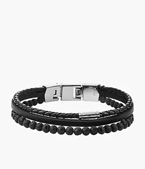 Cool Tones Black Lava Multi-Strand Bracelet