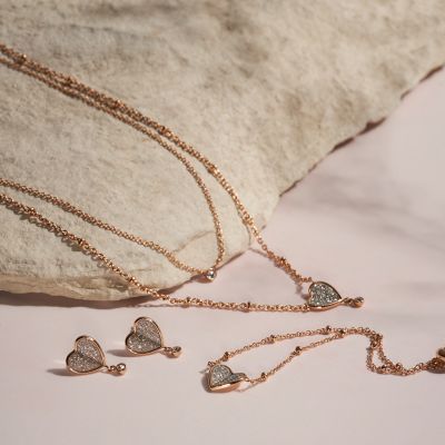 Flutter Hearts Rose Gold-Tone Stainless Steel Chain Bracelet