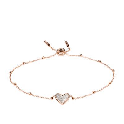 Sadie Flutter Hearts Rose Gold-Tone Stainless Steel Chain Bracelet  JF03647791