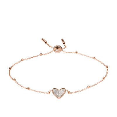 Flutter Hearts Rose Gold-Tone Stainless Steel Chain Bracelet