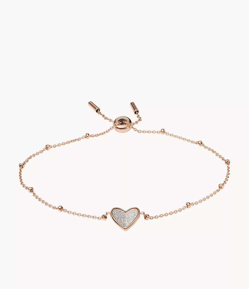 Image of Flutter Hearts Rose Gold-Tone Stainless Steel Chain Bracelet