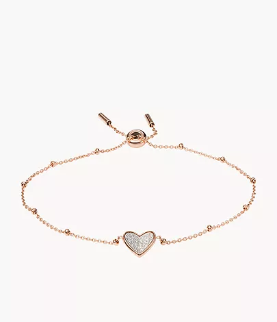 Sutton Flutter Hearts Rose Gold-Tone Stainless Steel Chain Bracelet