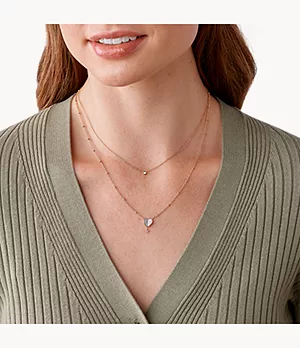 Flutter Hearts Rose Gold-Tone Stainless Steel Multi-Strand Necklace