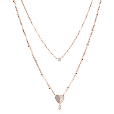 Sadie Flutter Hearts Rose Gold-Tone Stainless Steel Multi-Strand Necklace  JF03648791