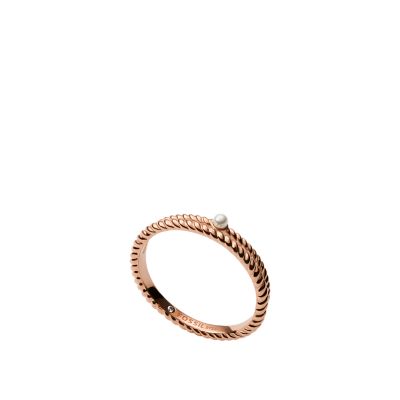 

Fossil Femmes Bague en fausses perles et acier inoxydable doré rose