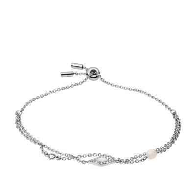 Fossil Femmes Bracelet multi-rangs Be Iconic en acier inoxydable et agate blanc cassé -Blanc