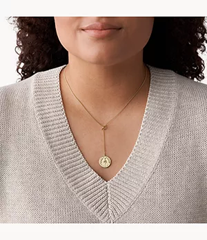 Vintage Coin Collection Gold-Tone Stainless Steel Y-Neck Necklace