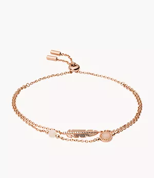 Feather Rose Gold-Tone Stainless Steel Multi-Strand Bracelet