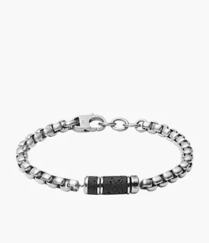 Caravan Black Lava Stainless Steel Chain Bracelet