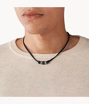 Halskette Caravan Lavastein schwarz Edelstahl