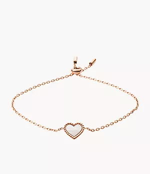 I Heart You Mother-of-Pearl Stainless Steel Chain Bracelet