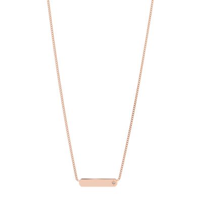 Drew Heart Rose Gold-Tone Stainless Steel Necklace - JF03081791 - Fossil