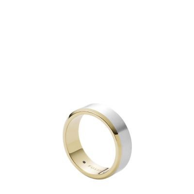 All Stacked Up Two-Tone Stainless Steel Band Ring - JF03726998001 - Fossil