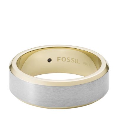All Stacked Stainless - Band JF03726998001 - Steel Two-Tone Ring Fossil Up