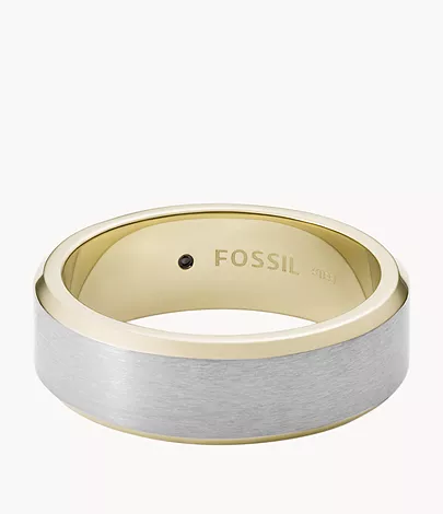 All Stacked Up Two-Tone Stainless Steel Band Ring - JF03726998001 - Fossil