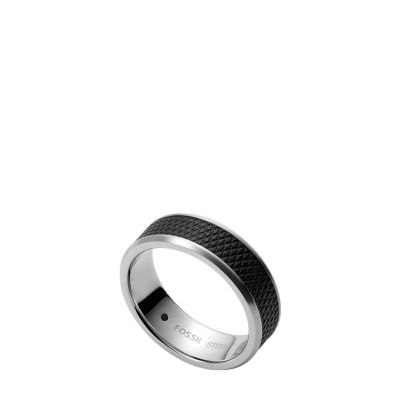 All Stacked Up Two-Tone Stainless Steel Band Ring JF03727040001 - Fossil