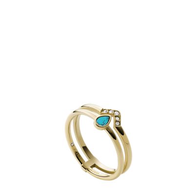 

Fossil Femmes Bague pré-stack Tranquil Summer en acier inoxydable bleu turquoise