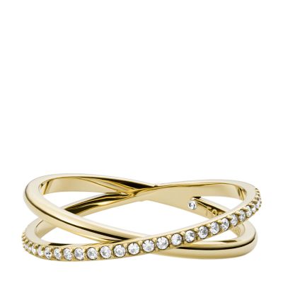 All Stacked Up Gold-Tone Stainless Steel Band Ring - JF03752710005 - Fossil