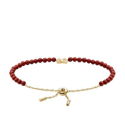 Wellness レッドジェイド ビーズブレスレット Jf Fossil