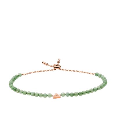 

Fossil Femmes Bracelet de perles Wellness en aventurine verte