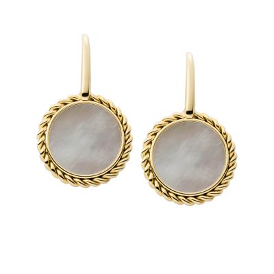 Fossil Women's Vintage Heritage Mother-of-pearl Drop Earrings - White